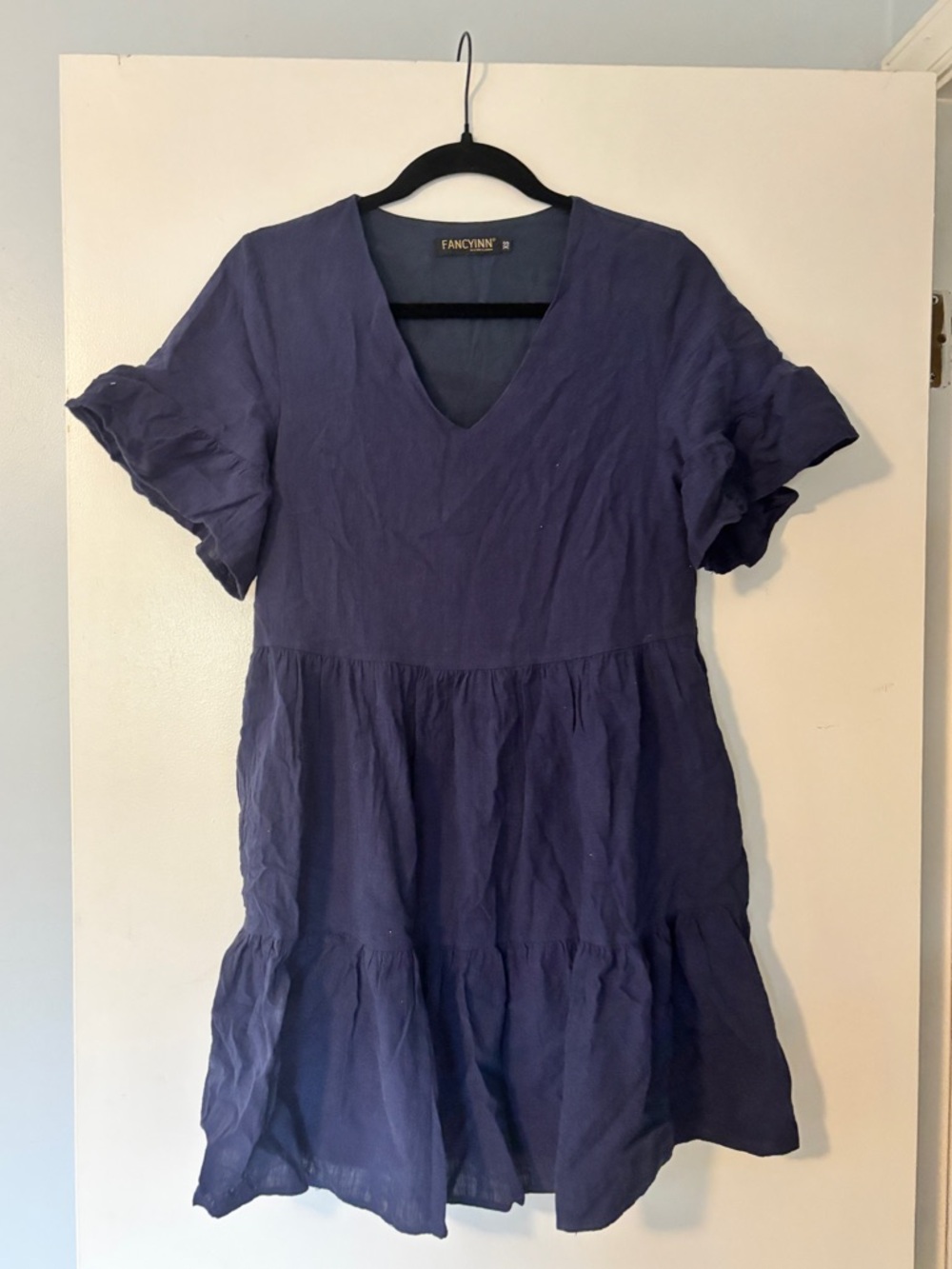 Fancyinn Navy V-Neck Mini Dress, Size XS